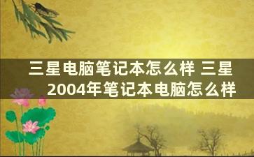 三星电脑笔记本怎么样 三星2004年笔记本电脑怎么样